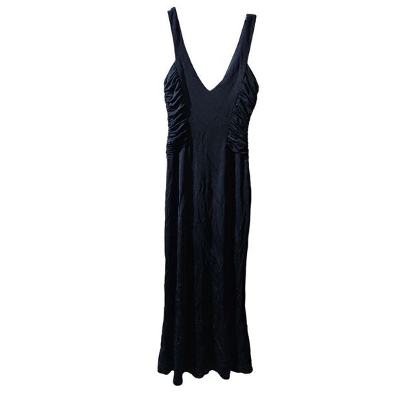 DAVID MEISTER Long Black Ruched Evening Gown - Size 2 - Picture 1 of 7